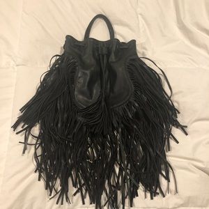 Forever 21 Black Fringe Leather Backpack